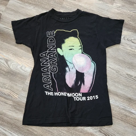 Ariana Grande Womens S 2015 Honeymoon Tour T Shirt Black Crewneck Cotton - Picture 6 of 7